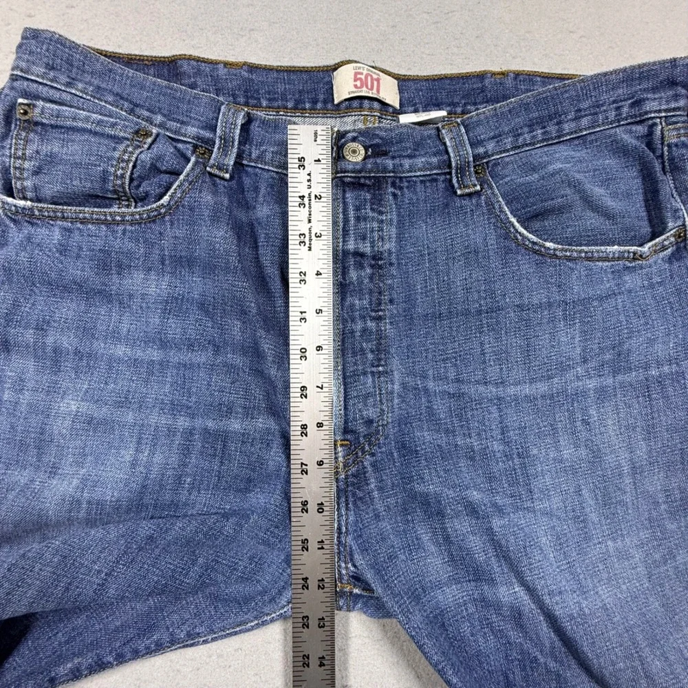Levis 501 Original Fit Straight Leg Blue Denim Jeans Mens 38x32